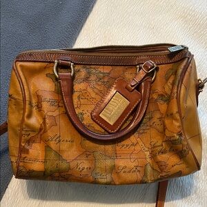 Alviero Martini Brown Map Print Satchel